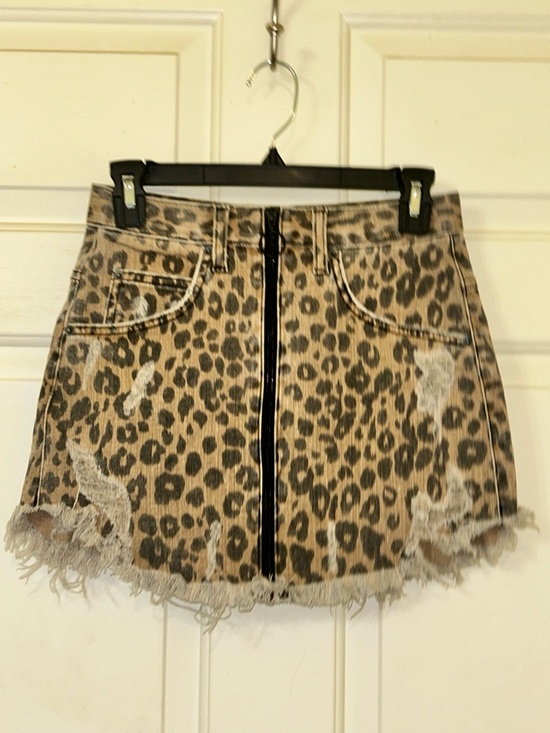 Carmar Leopard Print Mini Skirt with Front Zip - Brown and Black - Picture 6 of 16